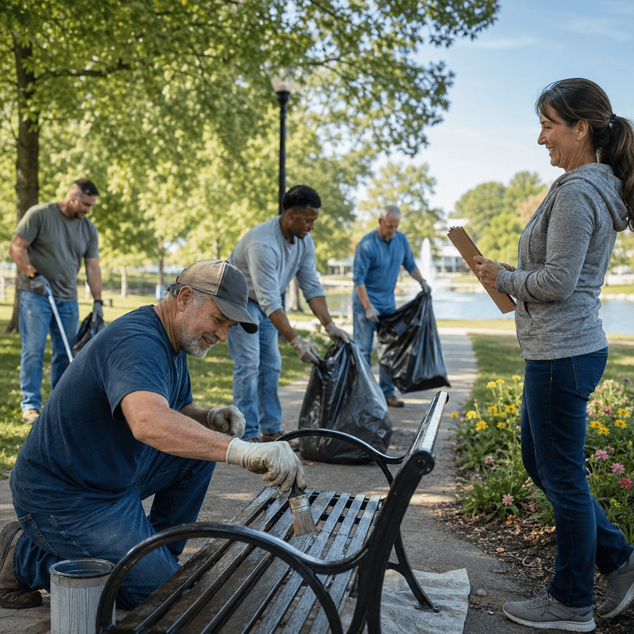 Community service day volunteers